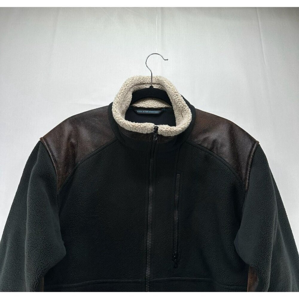KUHL Jacket Mens Sz M Alpenwurxs Faux Leather Trim Sherpa Fleece Full Zip Black - Picture 4 of 12
